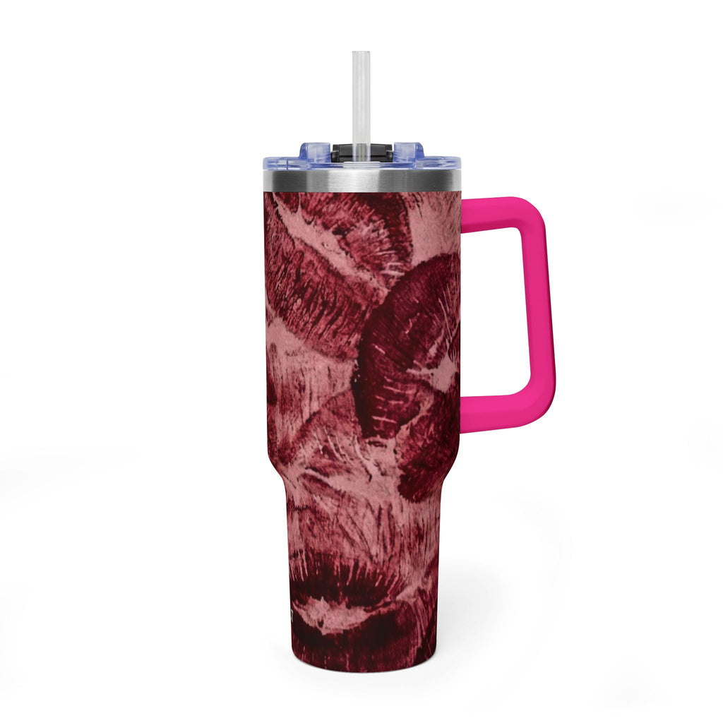 40oz Vacuum Tumbler - Burgundy Rose Marble Insulated Travel Cup