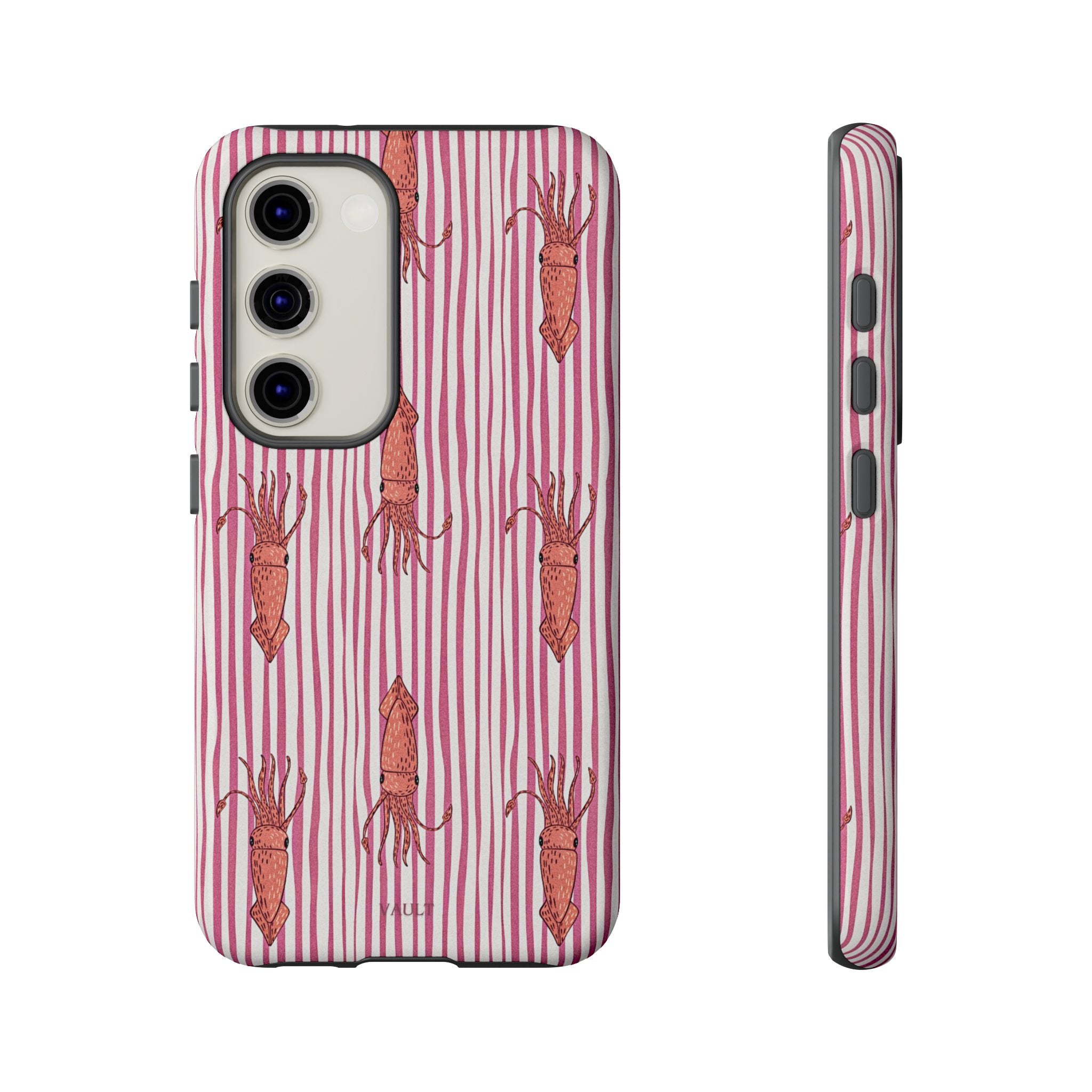 Squid Stripe Phone Case — Pink Nautical Sea Creature Pattern