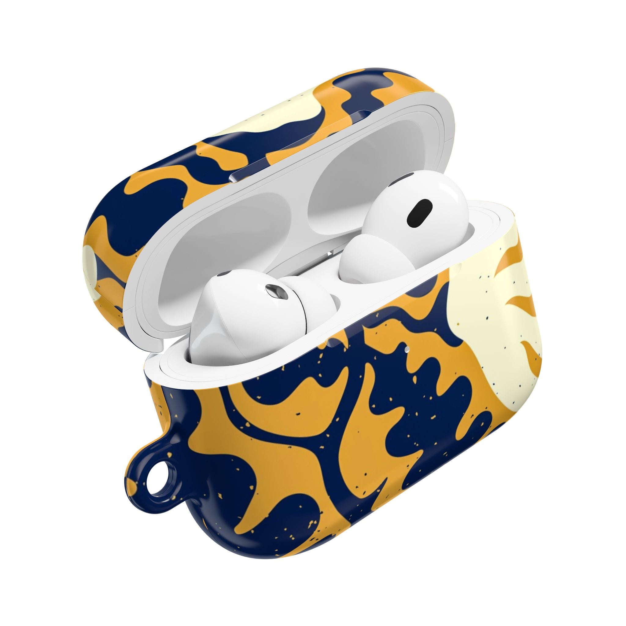 Abstract Navy & Mustard Swirl AirPod Case — Protective Designer Cover