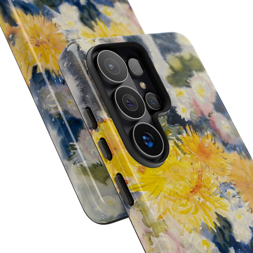 Floral Watercolor Phone Case – Yellow Chrysanthemums Design
