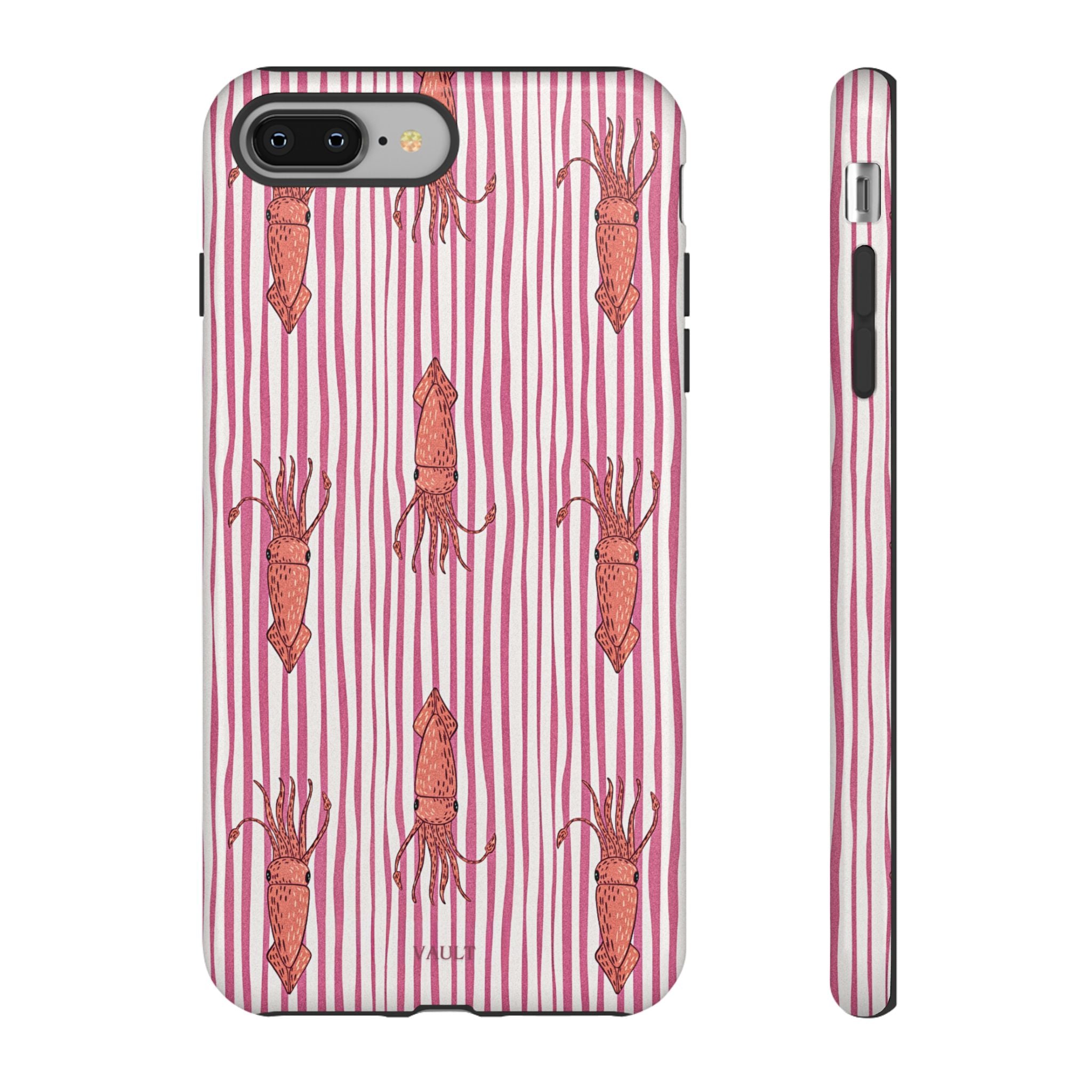 Squid Stripe Phone Case — Pink Nautical Sea Creature Pattern
