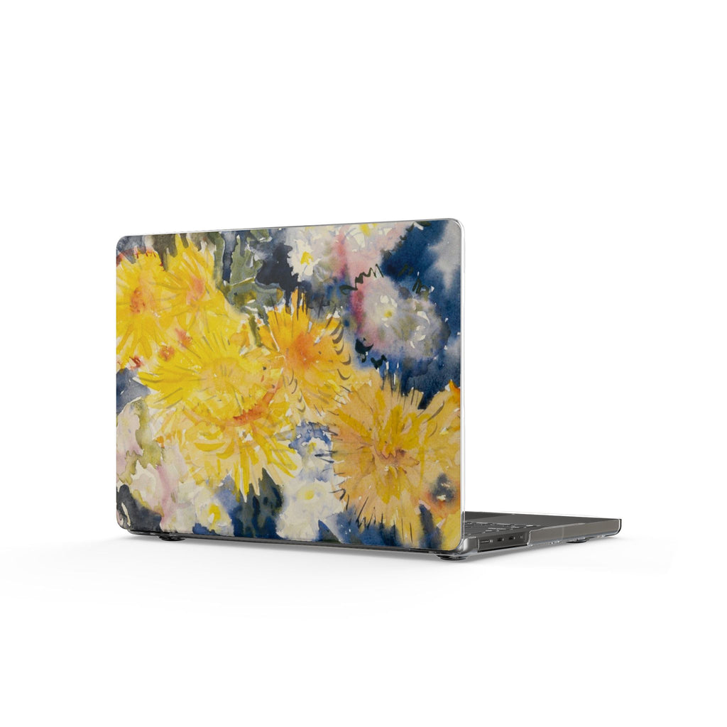 Clear MacBook Case — Watercolor Yellow Chrysanthemums Floral Laptop Cover