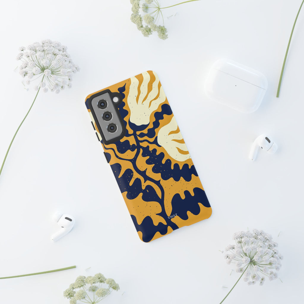 Bold Abstract Floral Phone Case (Navy & Mustard)