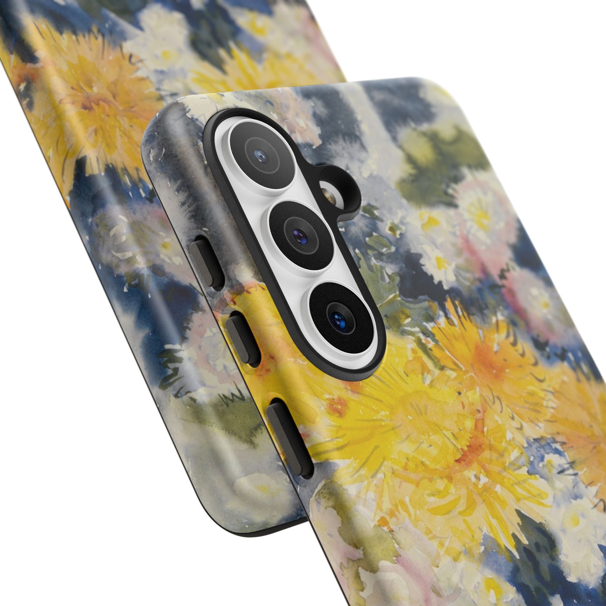 Floral Watercolor Phone Case – Yellow Chrysanthemums Design