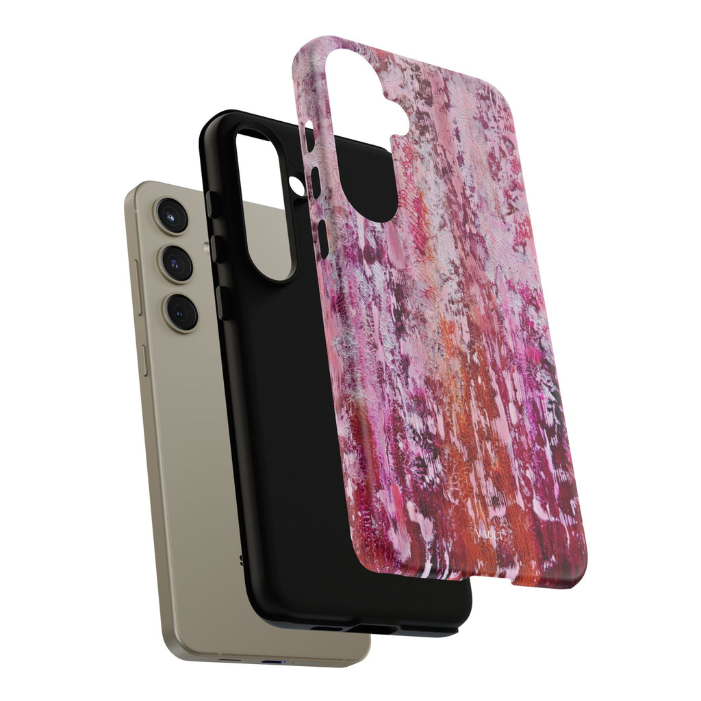 Pink Abstract Art Tough Phone Case — Protective Artistic Phone Cover