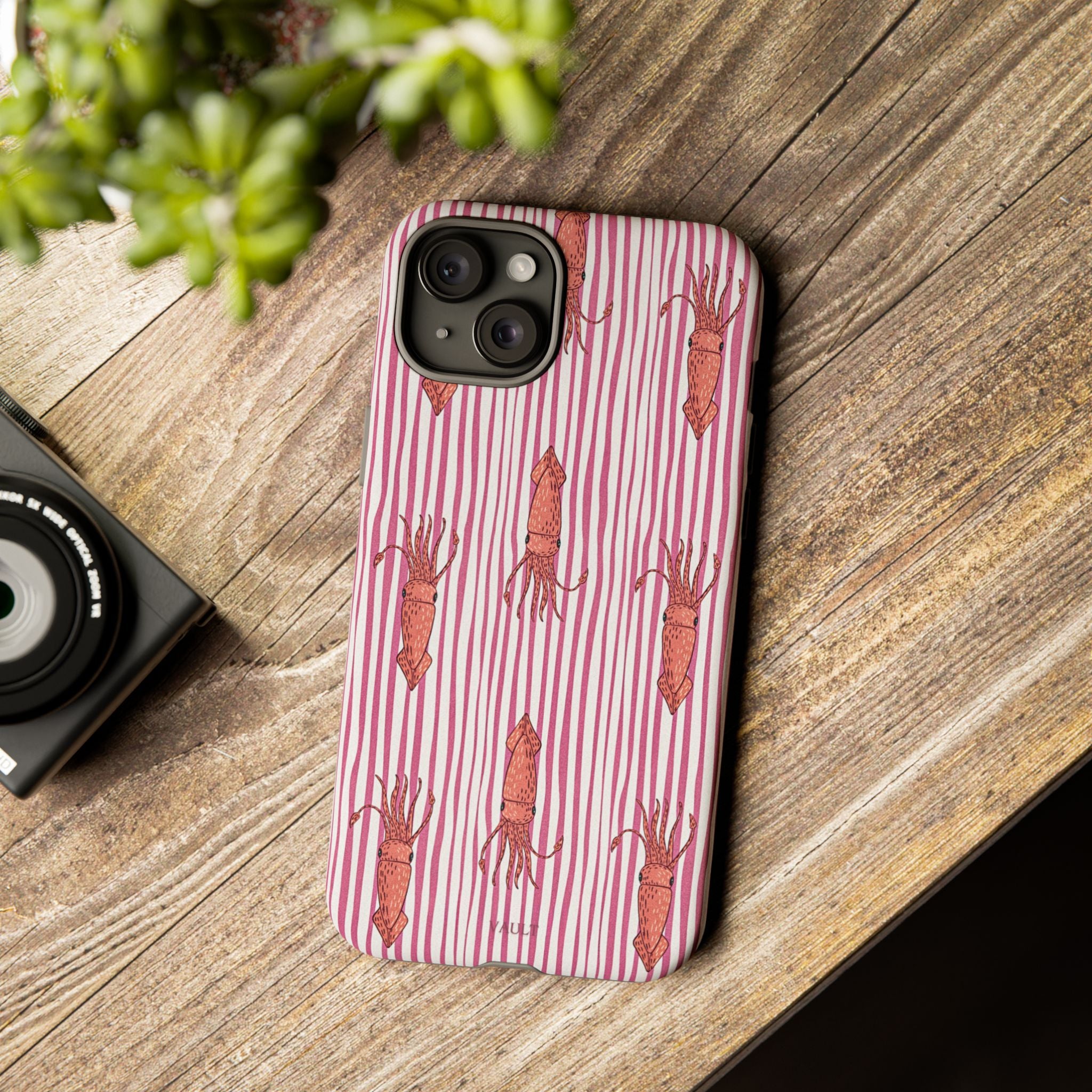 Squid Stripe Phone Case — Pink Nautical Sea Creature Pattern