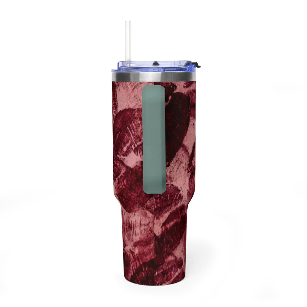 40oz Vacuum Tumbler - Burgundy Rose Marble Insulated Travel Cup