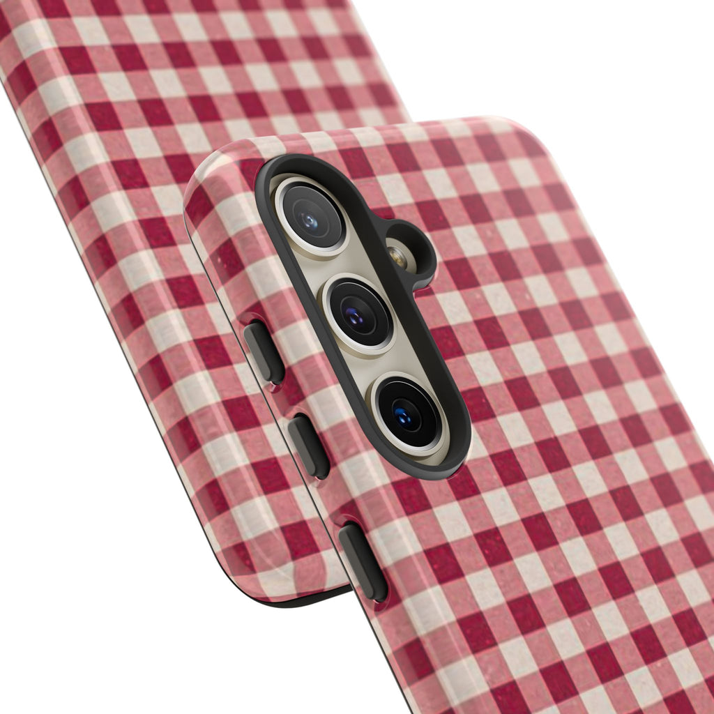 Gingham Phone Case — Red Plaid Tough Case