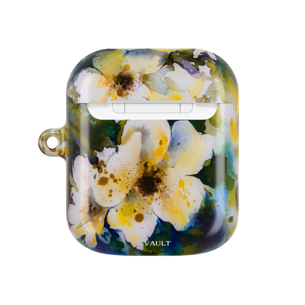 Floral Watercolor AirPod Case — White & Yellow Blossom Protective Cover