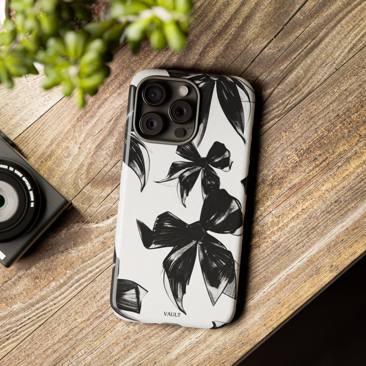 Floral Brushstroke Phone Case — Black & White Botanical Tough Case