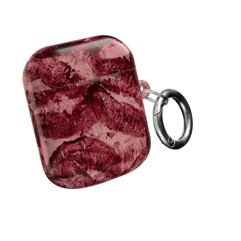 Maroon Kiss-Print AirPod Case
