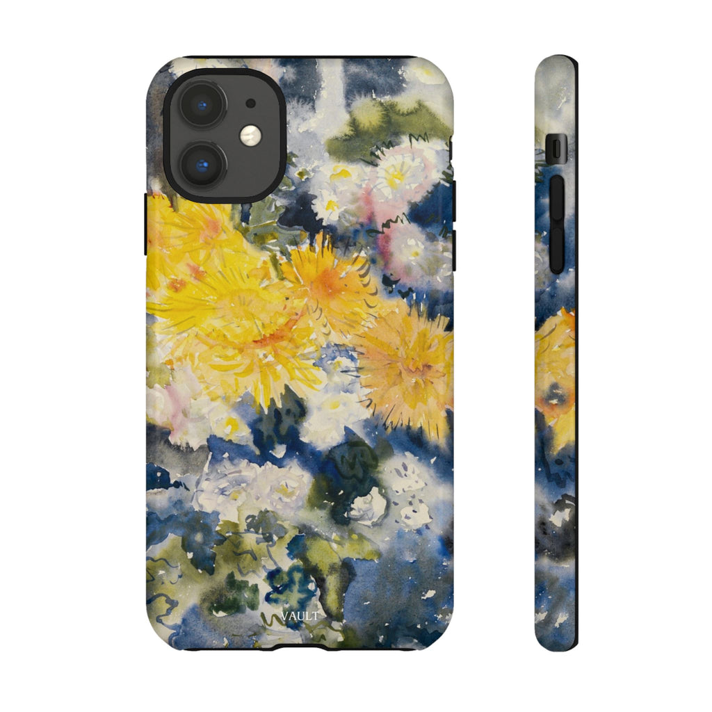 Floral Watercolor Phone Case – Yellow Chrysanthemums Design