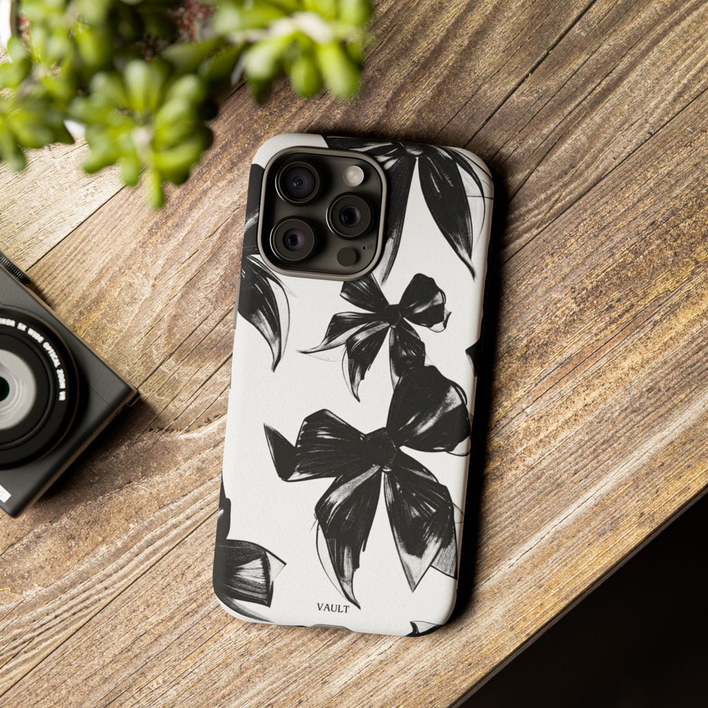 Floral Brushstroke Phone Case — Black & White Botanical Tough Case