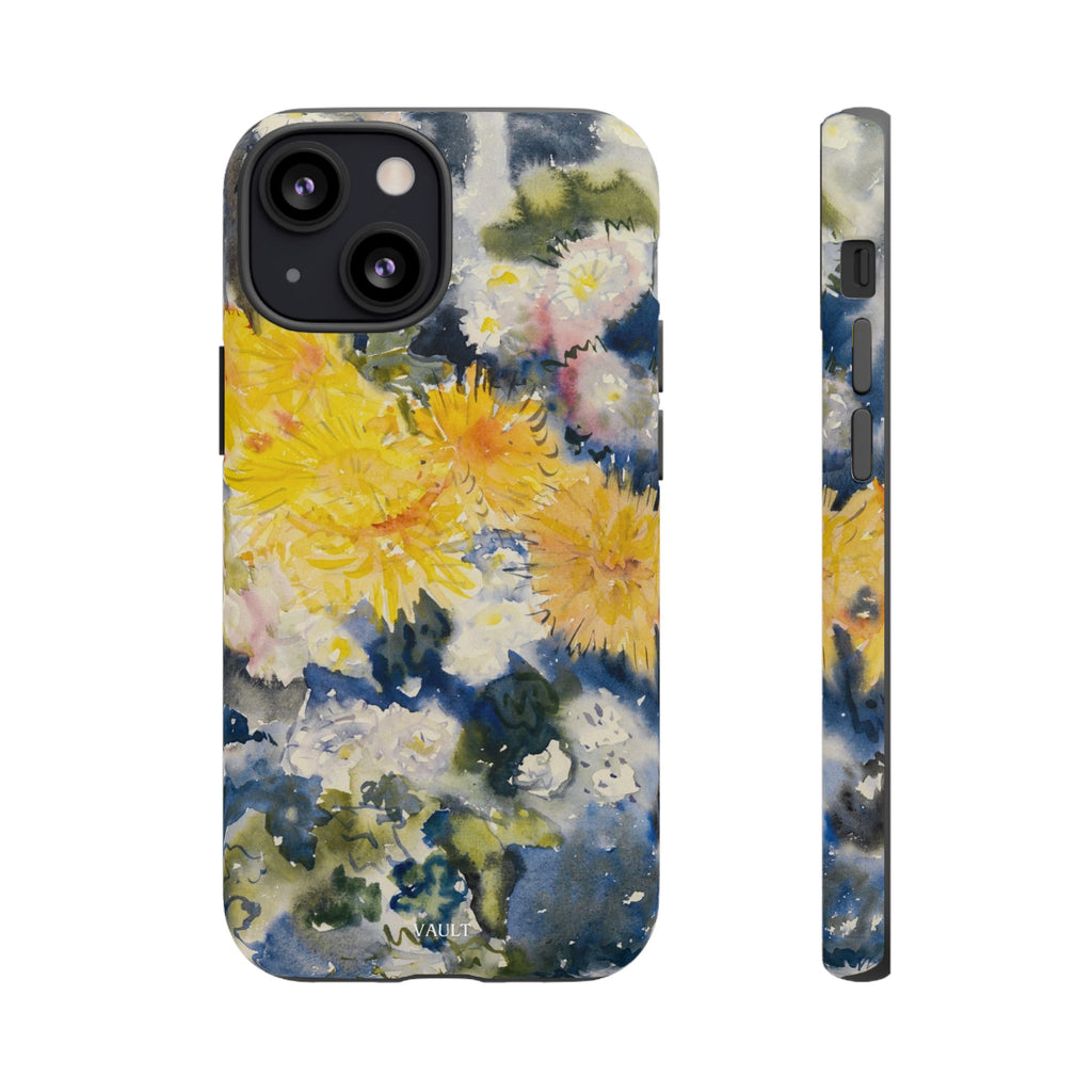Floral Watercolor Phone Case – Yellow Chrysanthemums Design
