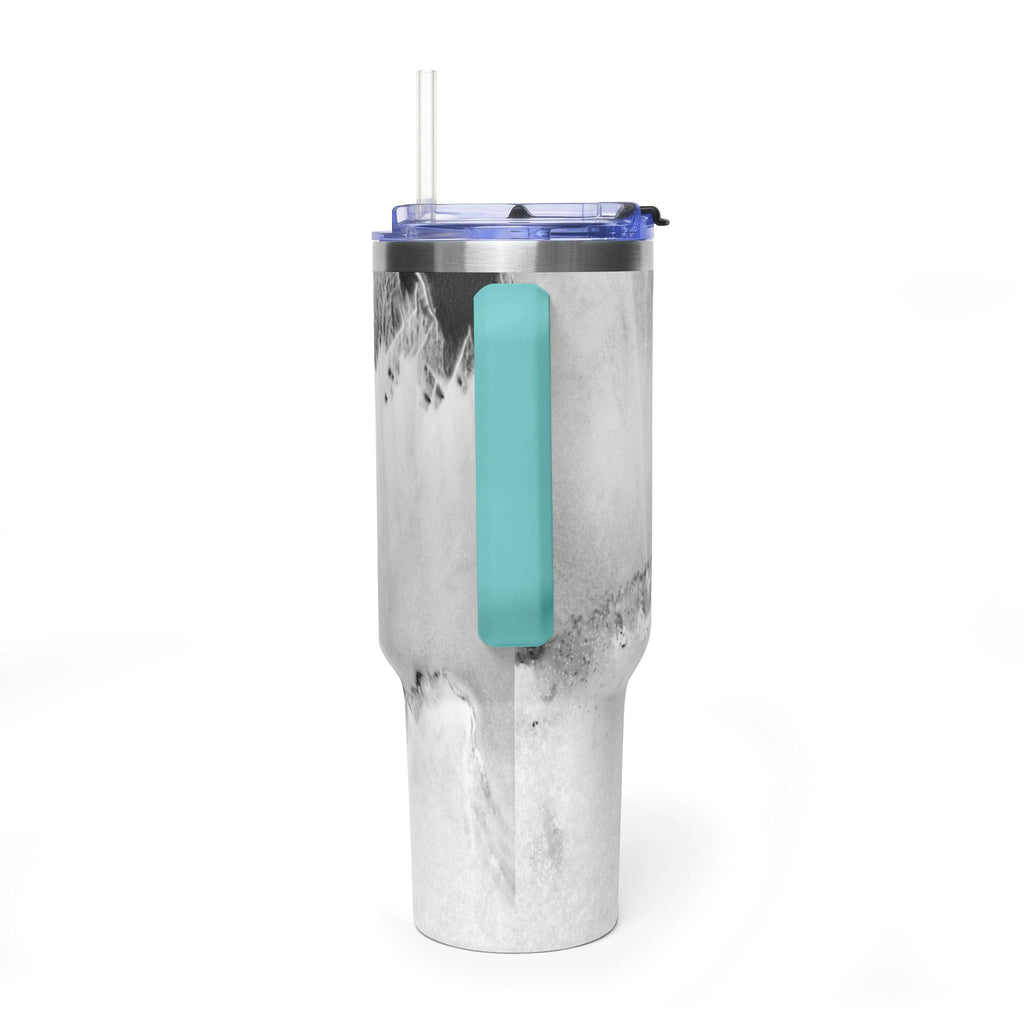 40oz Marble Vacuum Tumbler — Insulated Travel Mug with Handle