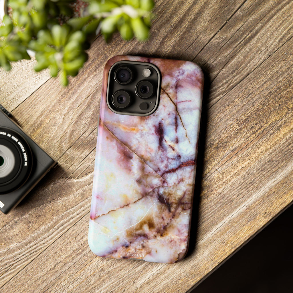 Marble Vein Tough Phone Case — Pink Quartz Protective Cover