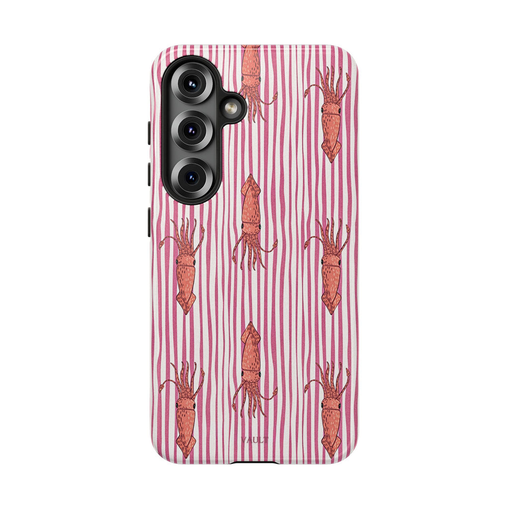 Squid Stripe Phone Case — Pink Nautical Sea Creature Pattern