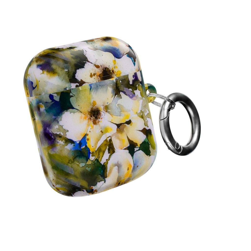 Floral Watercolor AirPod Case — White & Yellow Blossom Protective Cover