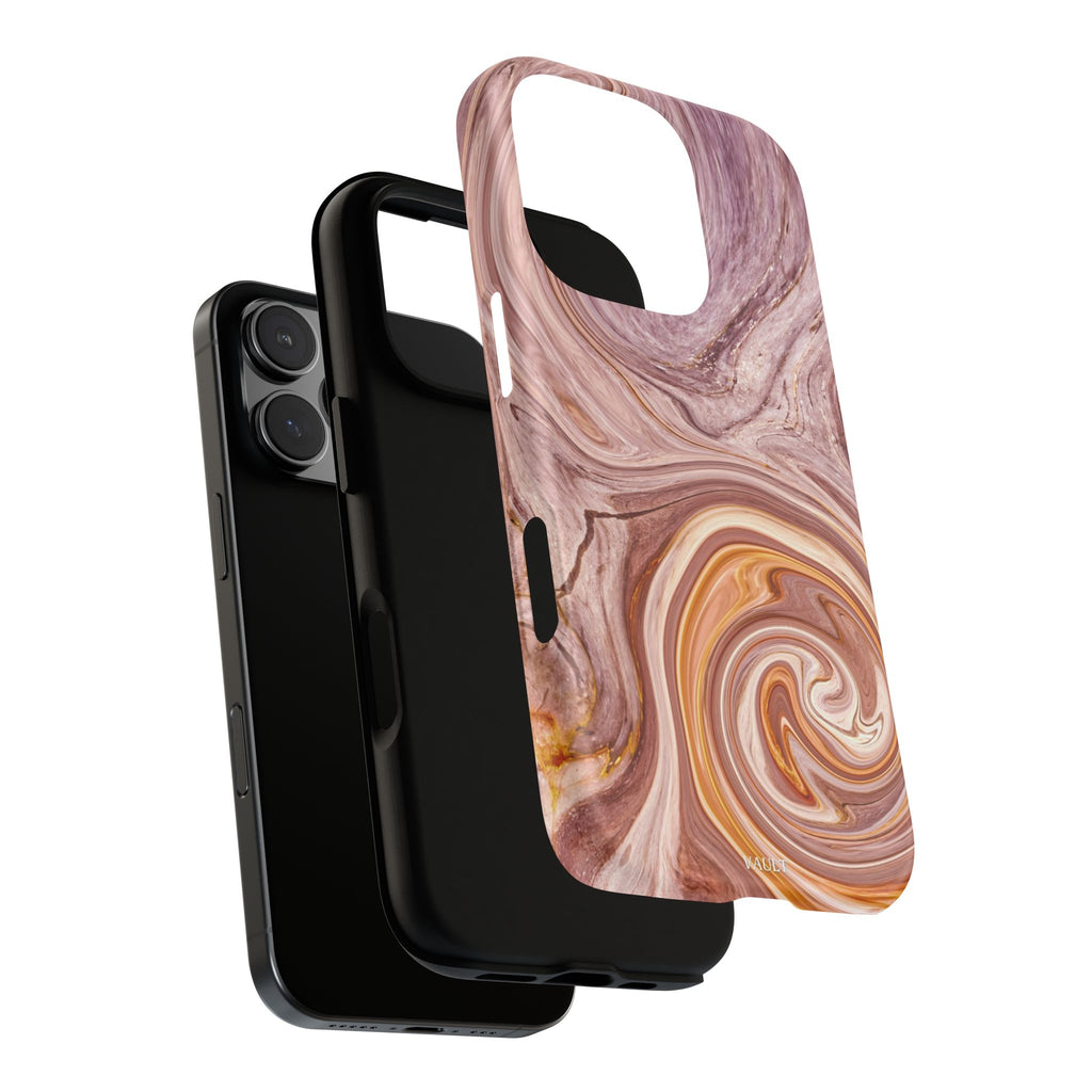 Marble Swirl Phone Case — Pink & Gold Abstract Tough Case