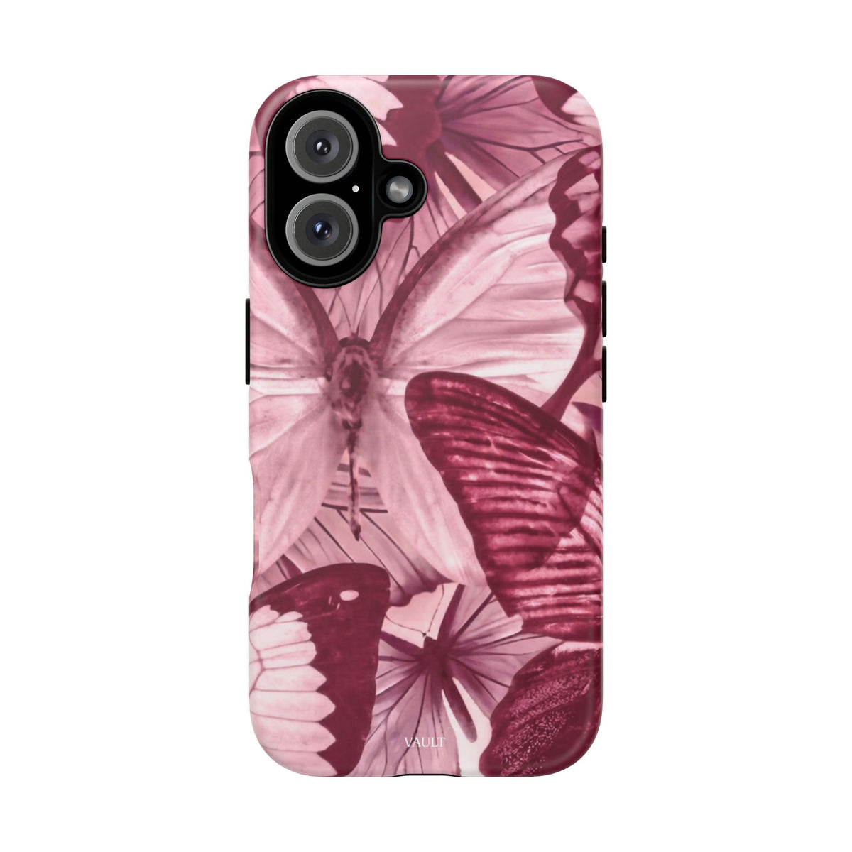 Butterfly Tough Phone Case — Vintage Pink Floral Protective Cover