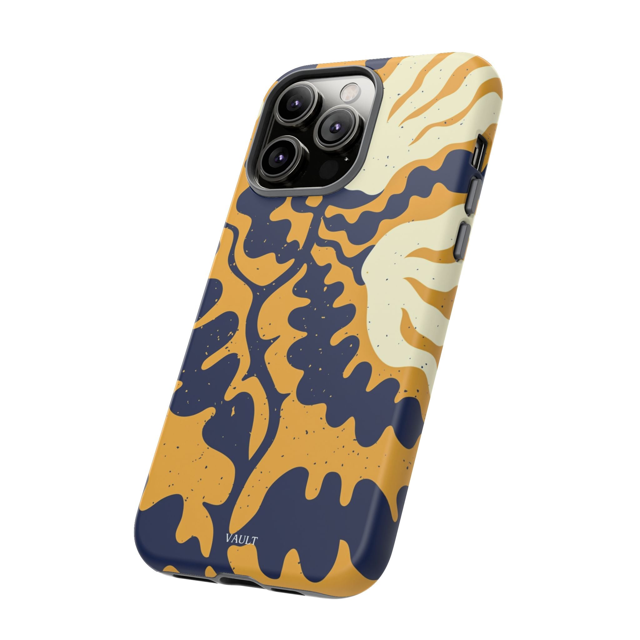 Bold Abstract Floral Phone Case (Navy & Mustard)