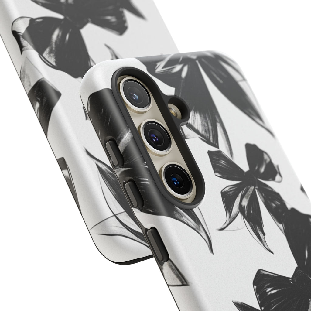 Floral Brushstroke Phone Case — Black & White Botanical Tough Case
