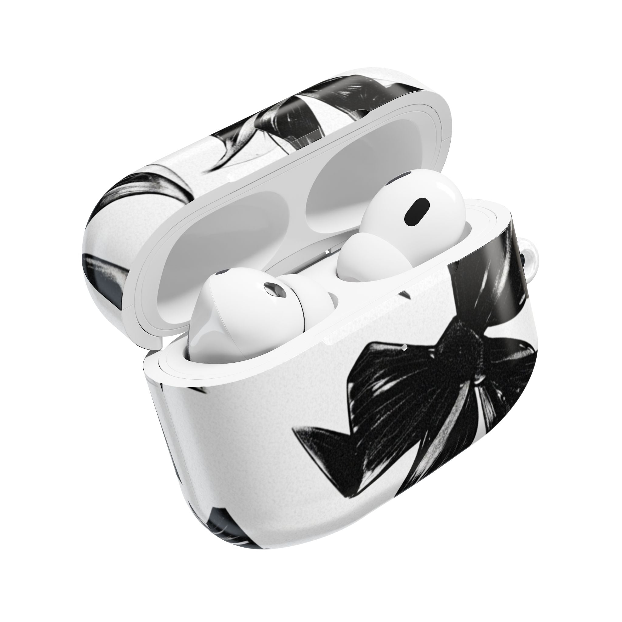 Floral Noir AirPod Case — Black & White Botanical Protective Cover