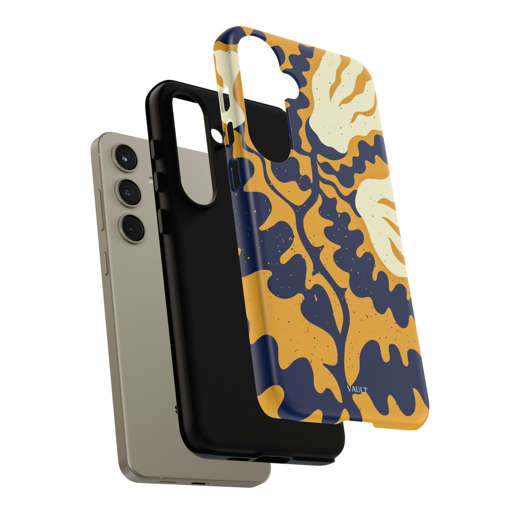 Bold Abstract Floral Phone Case (Navy & Mustard)