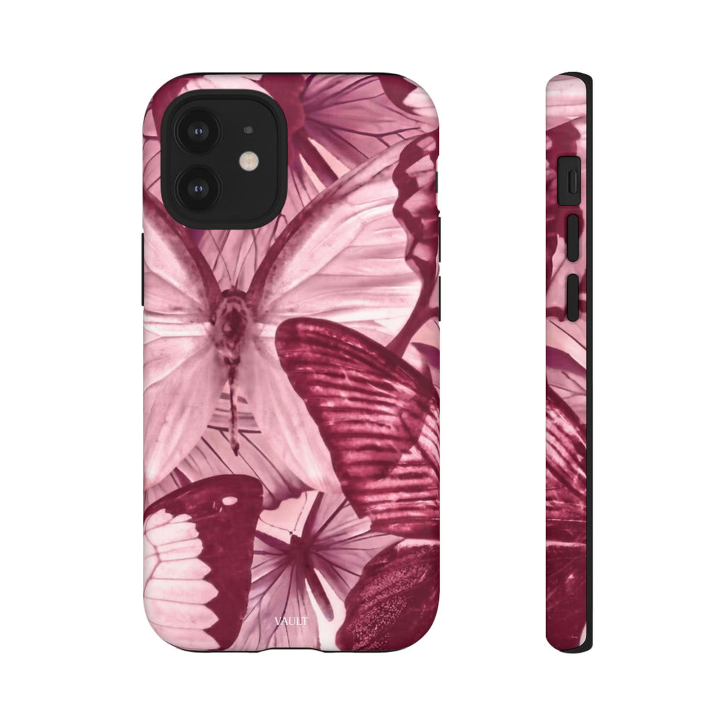 Butterfly Tough Phone Case — Vintage Pink Floral Protective Cover