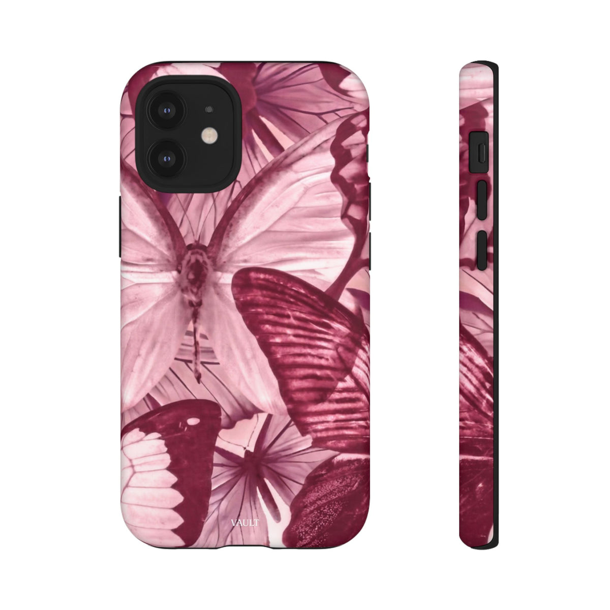 Butterfly Tough Phone Case — Vintage Pink Floral Protective Cover