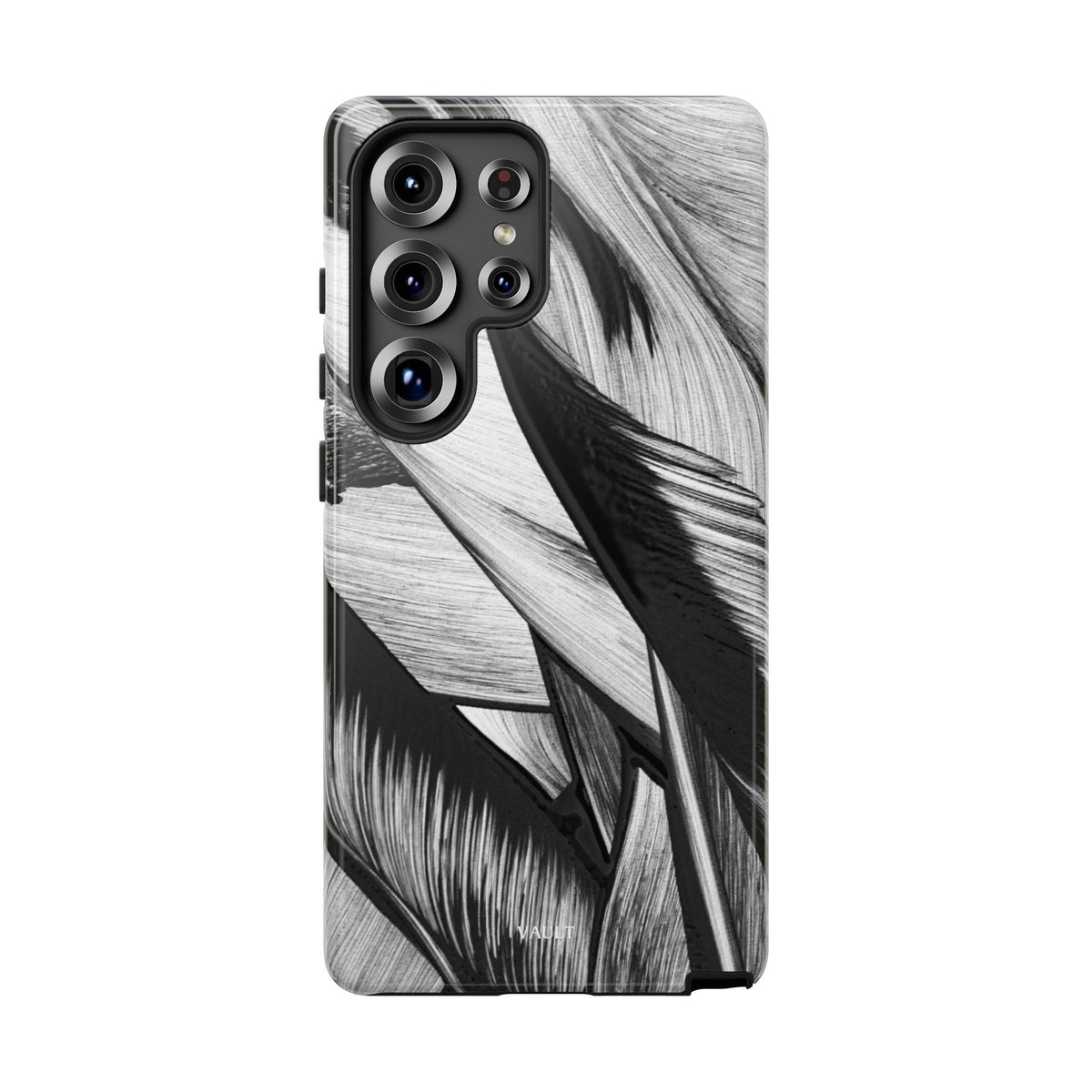 Monochrome Tropical Leaf Tough Phone Case — Black & White Botanical Protective Cover