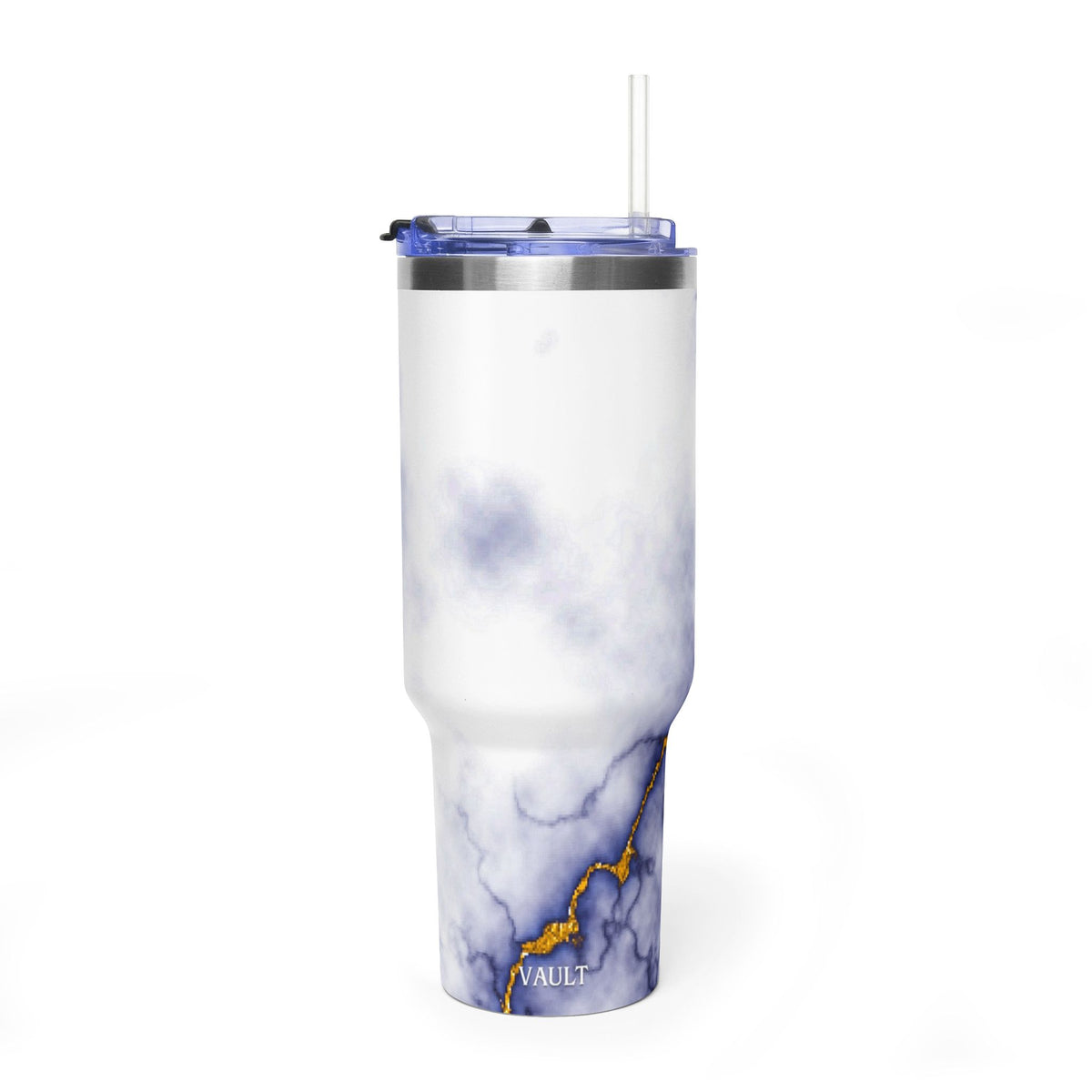40oz Marble Thermal Tumbler - Blue & Gold Veined Vacuum Cup