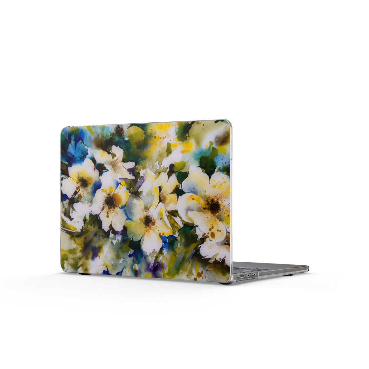 Floral Watercolor Clear MacBook Case — White Blossom Laptop Cover