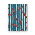 Shrimp Pattern Hardcover Journal — Nautical Striped Seafood Notebook