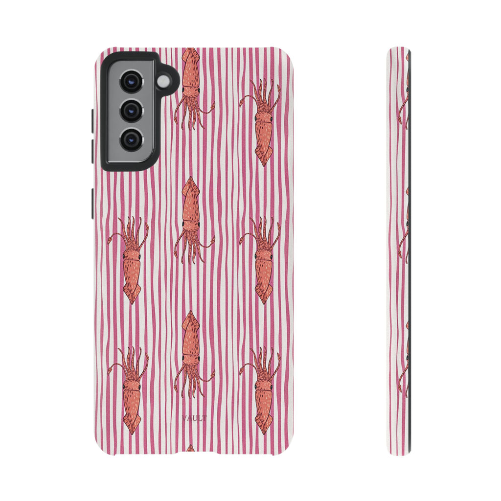 Squid Stripe Phone Case — Pink Nautical Sea Creature Pattern