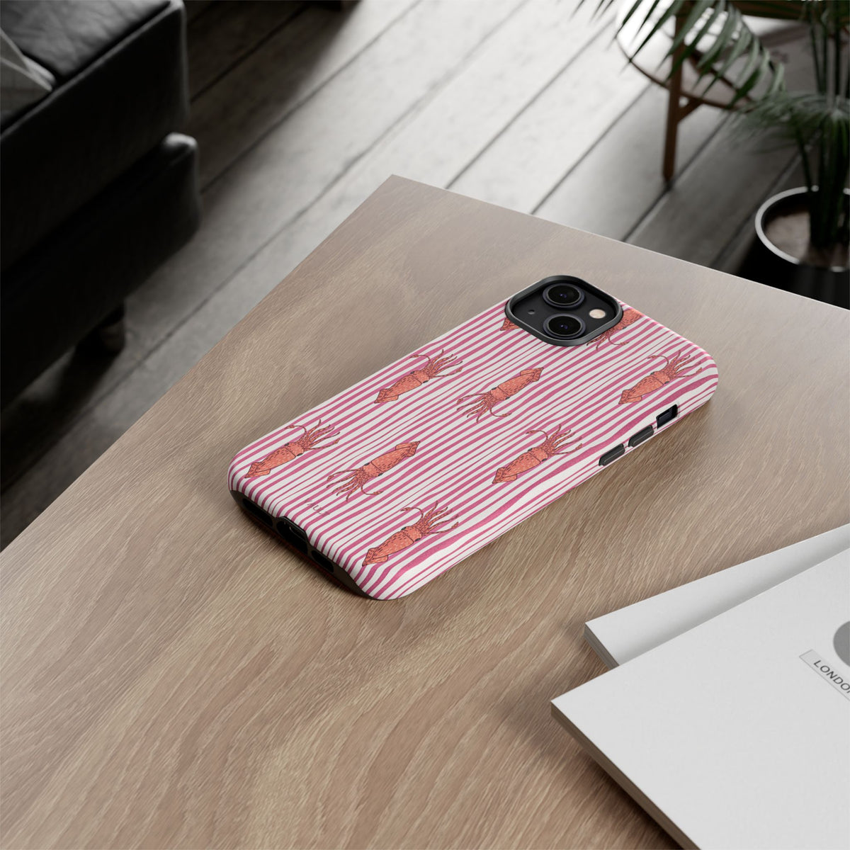 Squid Stripe Phone Case — Pink Nautical Sea Creature Pattern