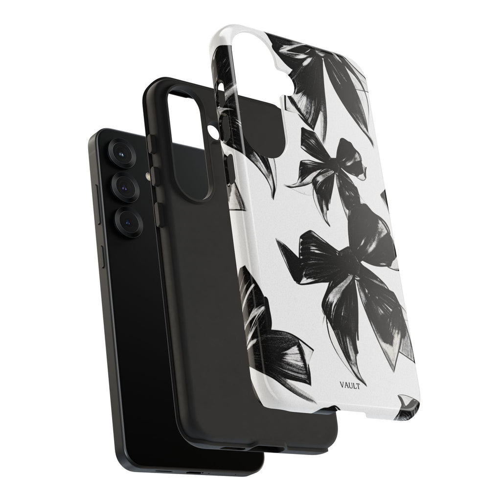 Floral Brushstroke Phone Case — Black & White Botanical Tough Case