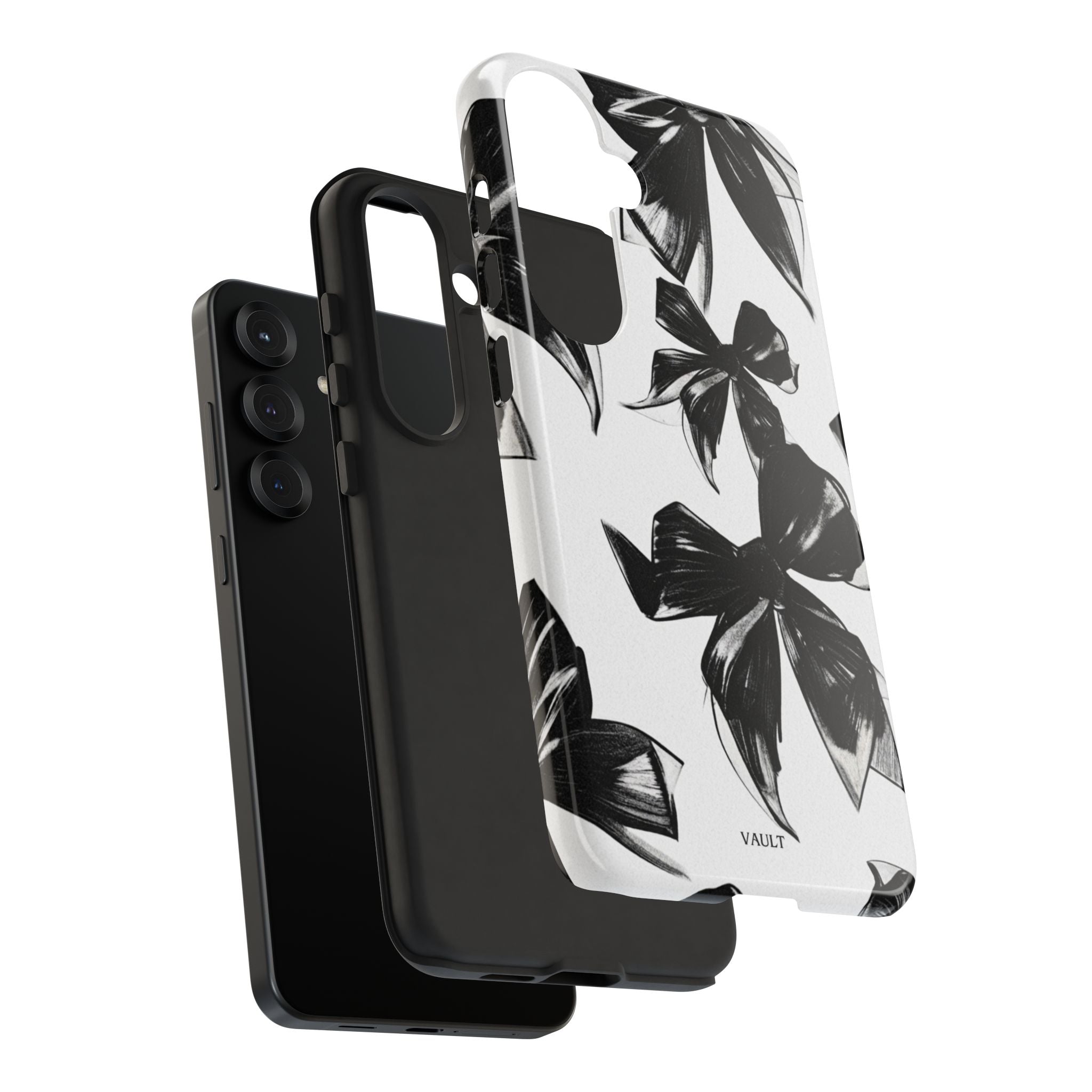 Floral Brushstroke Phone Case — Black & White Botanical Tough Case