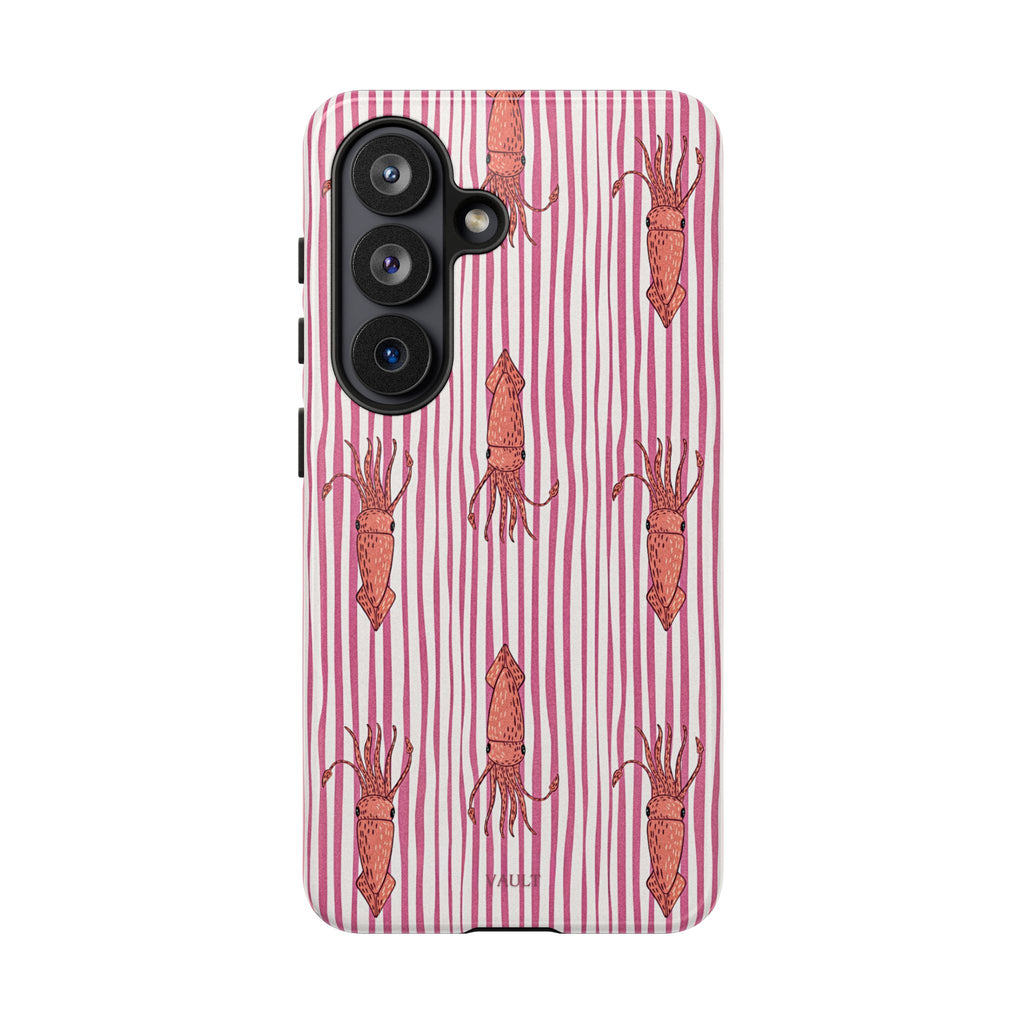 Squid Stripe Phone Case — Pink Nautical Sea Creature Pattern