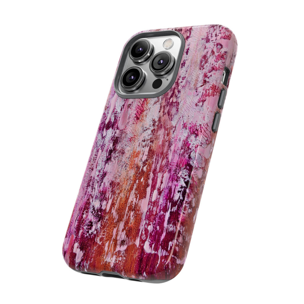 Pink Abstract Art Tough Phone Case — Protective Artistic Phone Cover