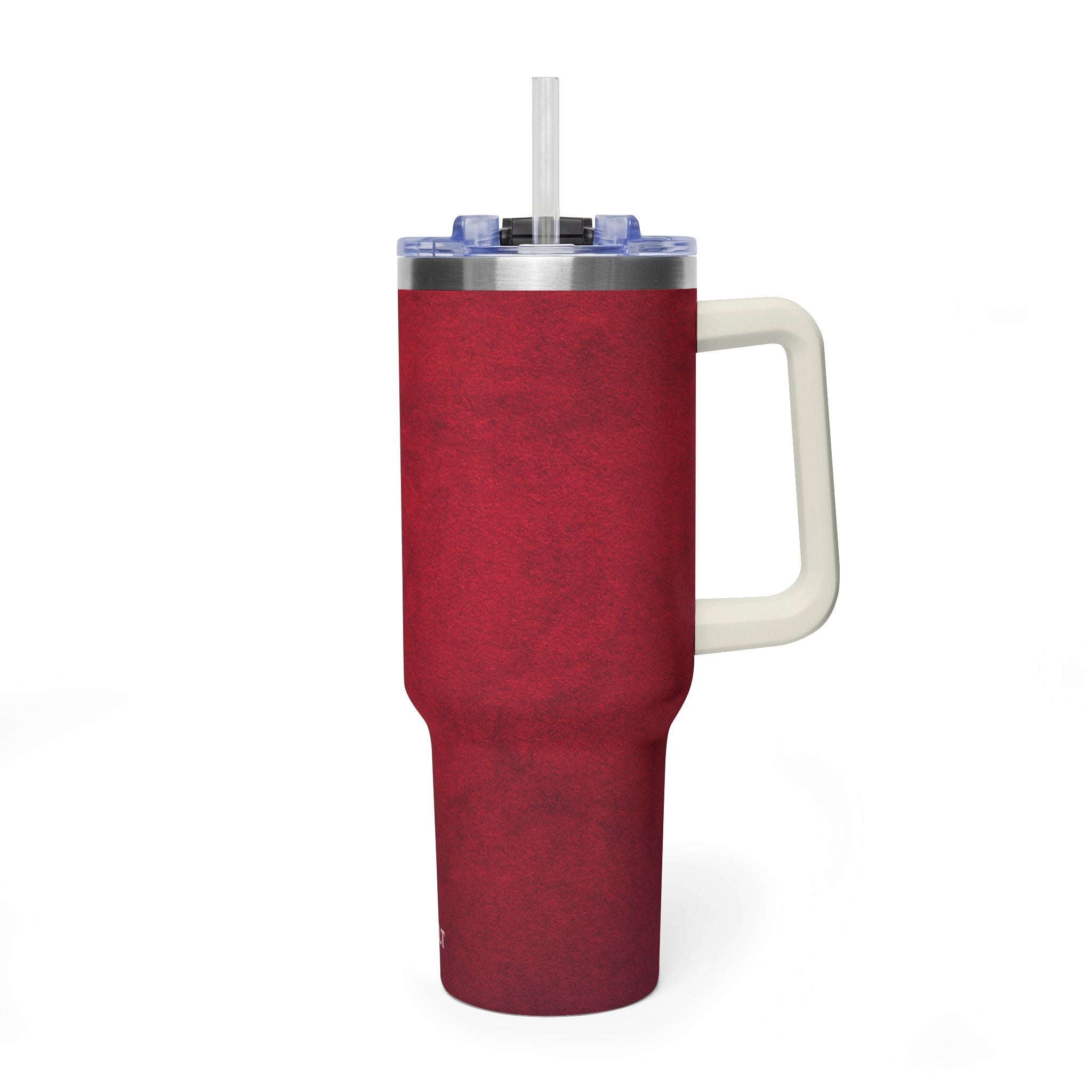 40oz Red Vacuum Tumbler – Insulated Travel Mug with Straw & Handle