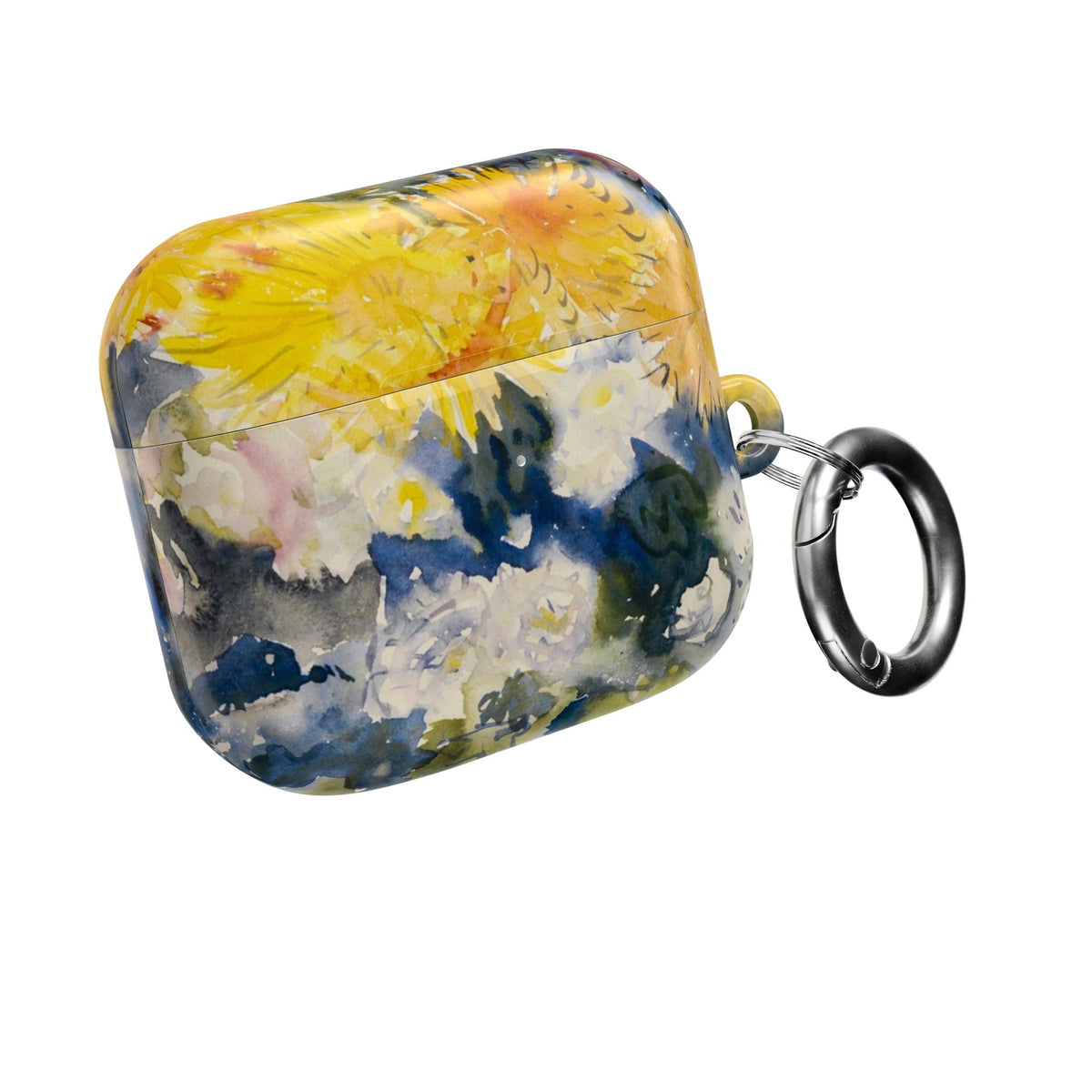 Floral Watercolor AirPod Case — Yellow Blue Sunflower Art Protective Cover
