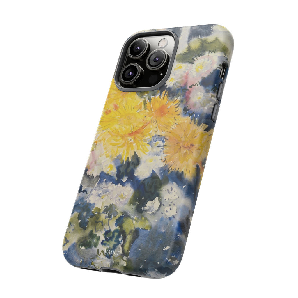 Floral Watercolor Phone Case – Yellow Chrysanthemums Design