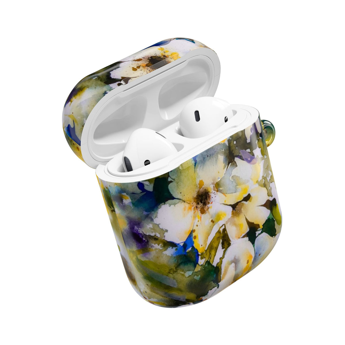 Floral Watercolor AirPod Case — White & Yellow Blossom Protective Cover