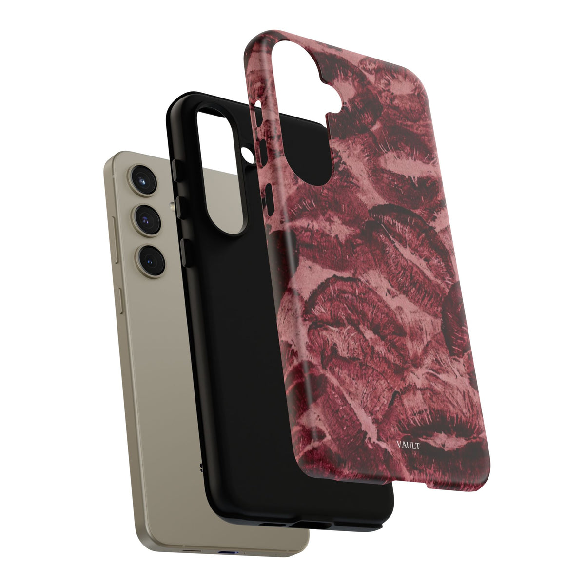 Kiss Print Phone Case – Burgundy Lip Pattern Protective Phone Cover
