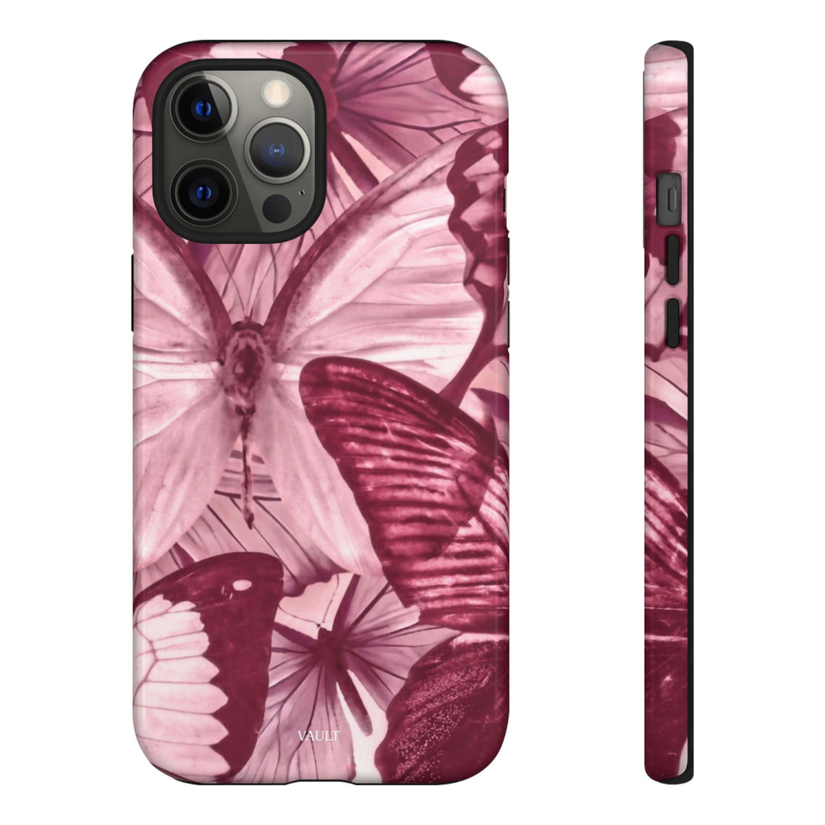 Butterfly Tough Phone Case — Vintage Pink Floral Protective Cover