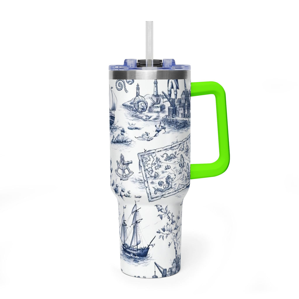 Nautical Blue Toile 40oz Thermal Tumbler
