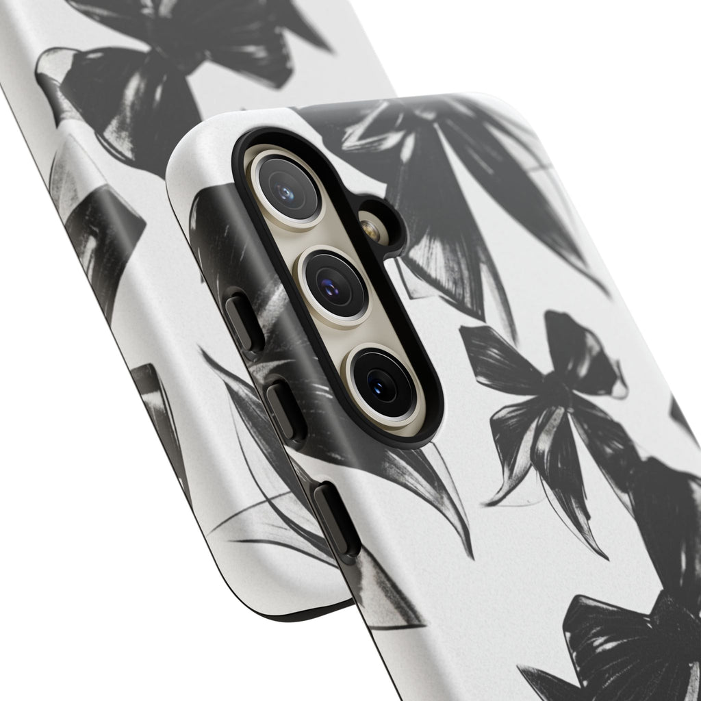 Floral Brushstroke Phone Case — Black & White Botanical Tough Case