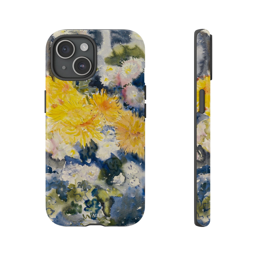 Floral Watercolor Phone Case – Yellow Chrysanthemums Design