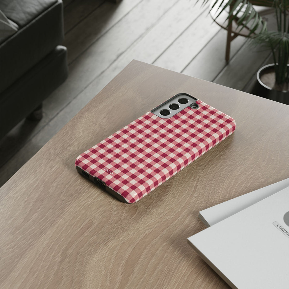 Gingham Phone Case — Red Plaid Tough Case